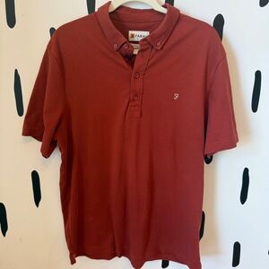 Farah‎ Brewer Modern Fit XL RUSTButton Down Collar Rust Colored Polo Shirt Men s